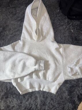 TNA Light Gray Cropped Hoodie Sweater xxs